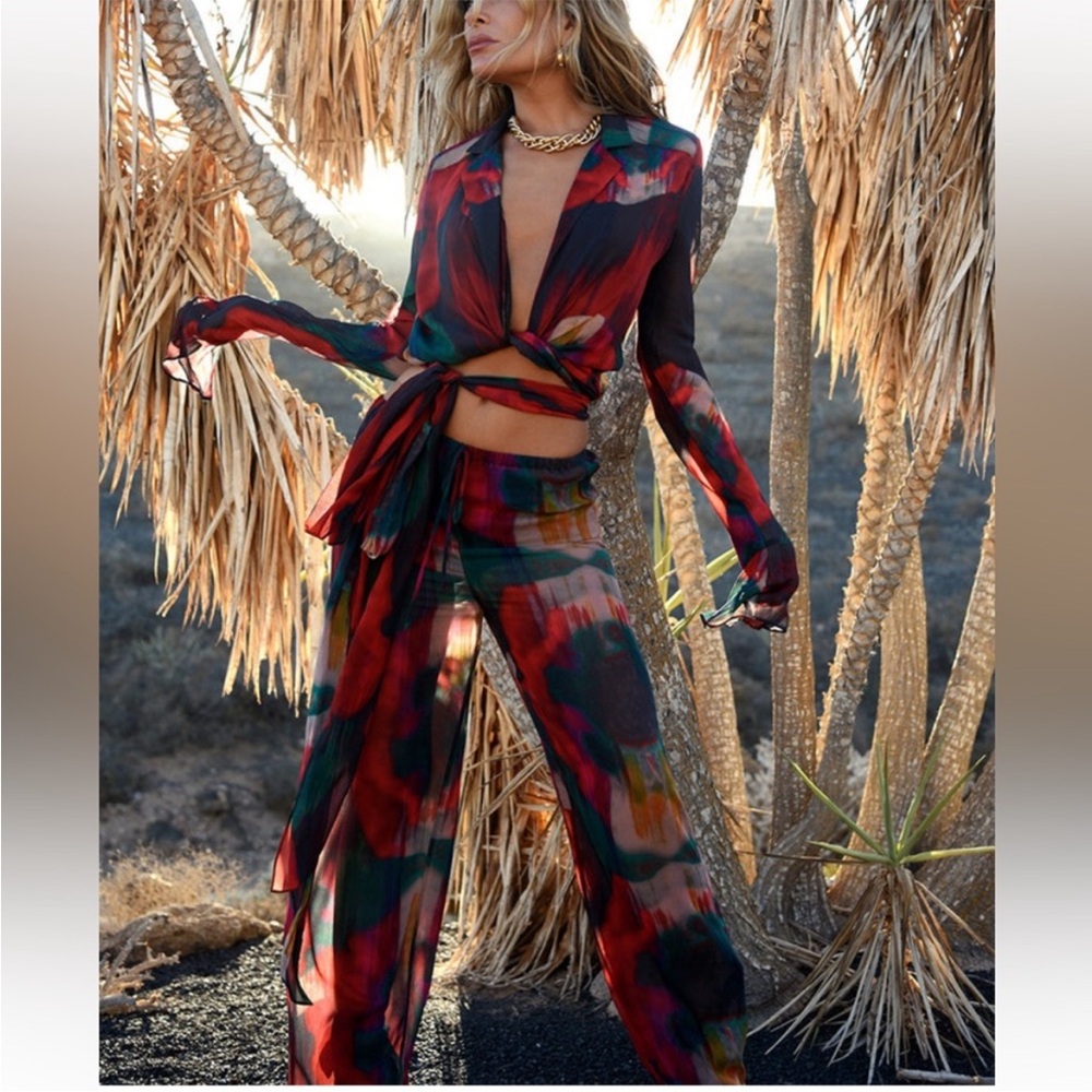 Rat & Boa Red and Green Plaid Jumpsuit with Blazer Top